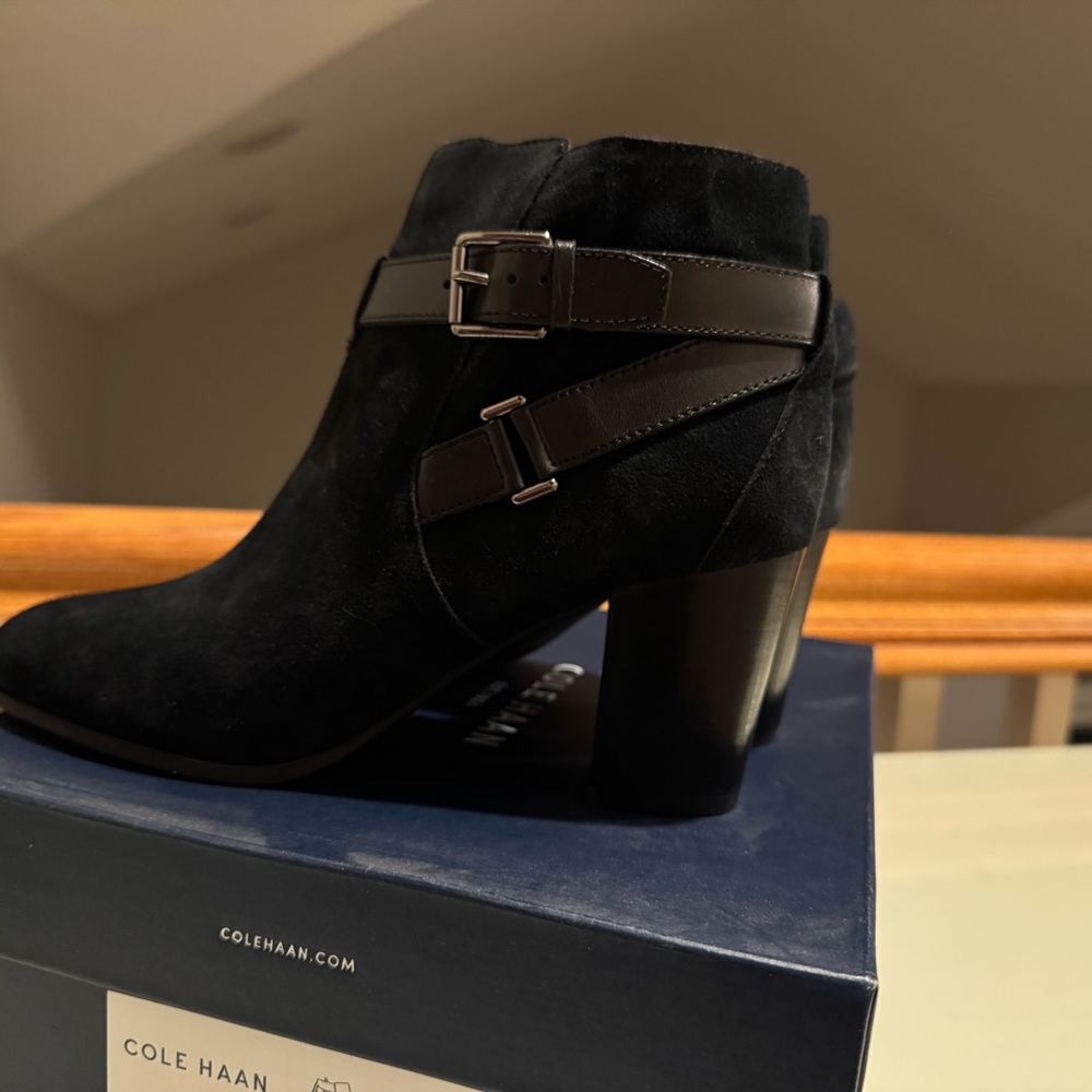 NWT Cole Haan Women's Black Suede Ankle Booties